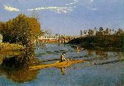 Thomas Eakins Max Schmitt in a single scull oil on canvas